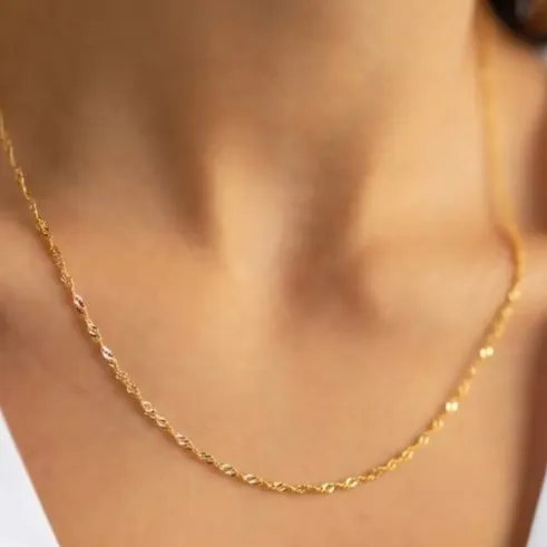 18K Gold-Filled 2mm Dainty Rope Necklace