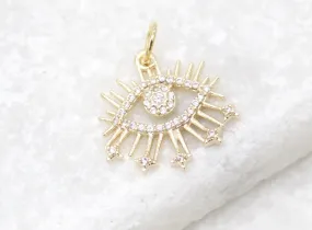 18K Gold Filled CZ Stone Evil Eye Pendant  (A274)