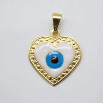 18K Gold Filled Heart With Evil Eye Pendant (A157)