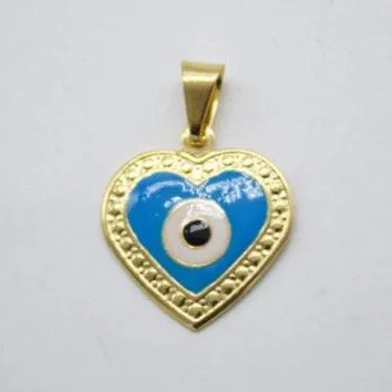 18K Gold Filled Heart With Evil Eye Pendant (A157)