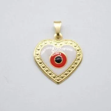 18K Gold Filled Heart With Evil Eye Pendant (A157)