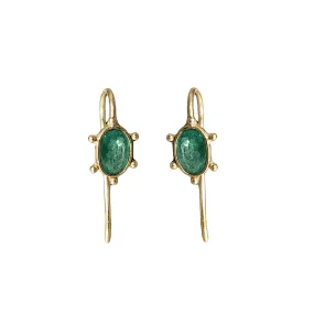 18k Gold Zambian Natural Emerald Earrings