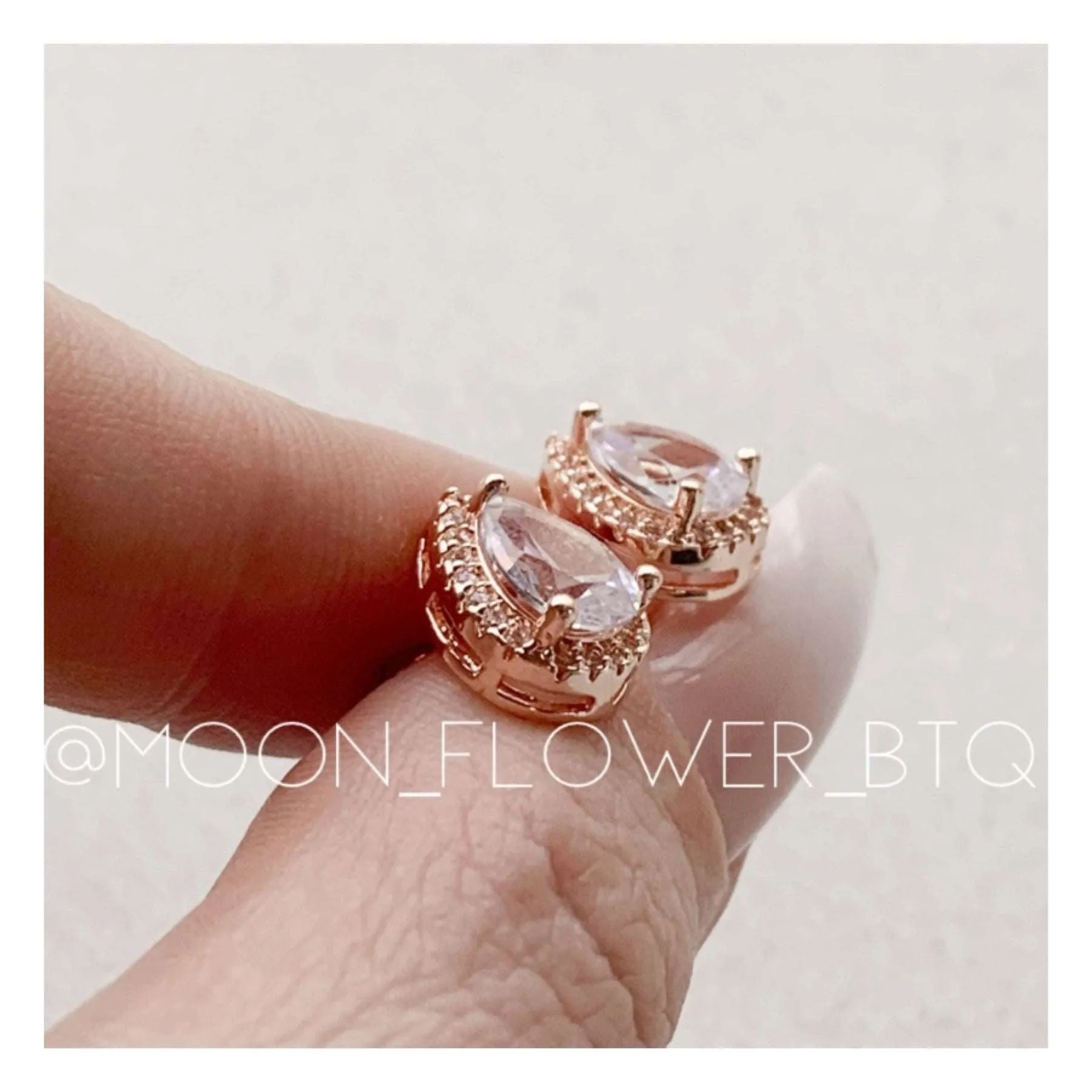 18k Rose Gold CZ Halo Stud Earrings