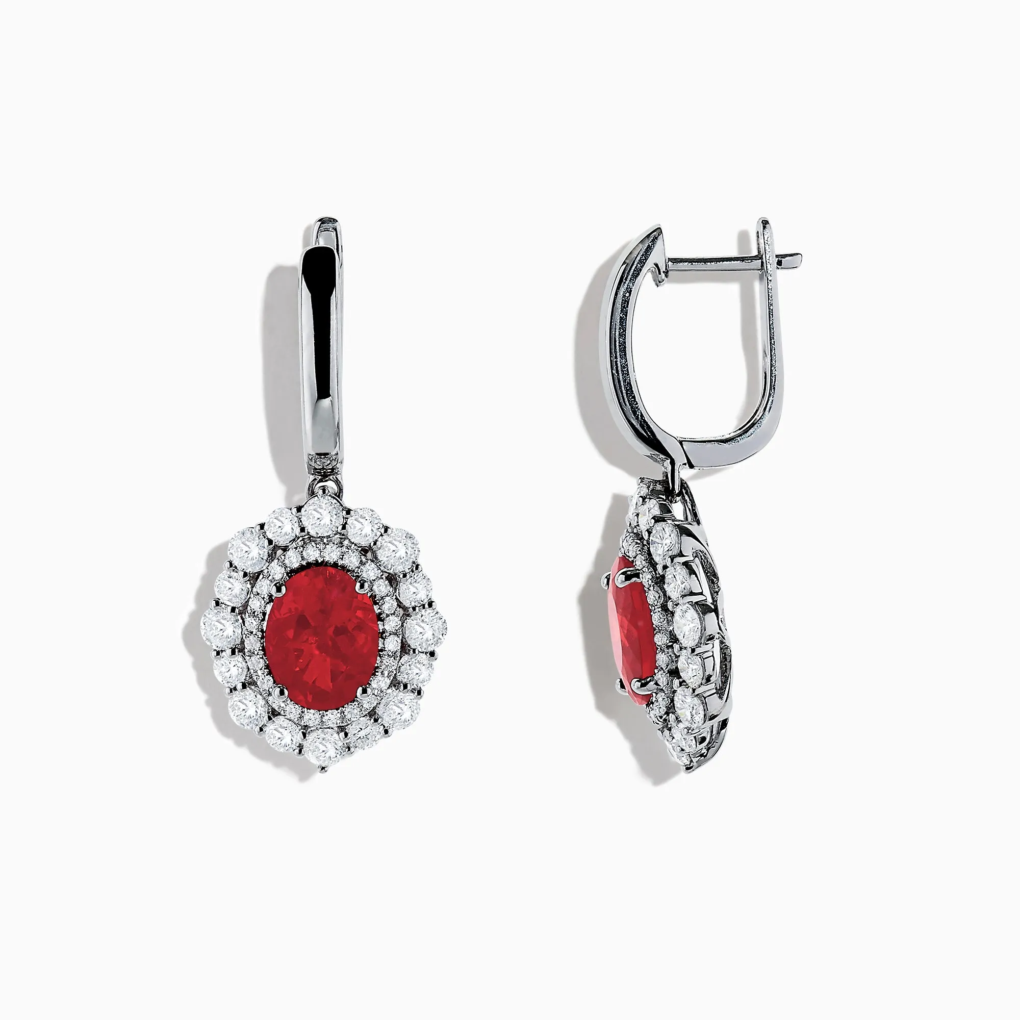 18K White Gold Fire Opal and Diamond Earrings, 4.46 TCW