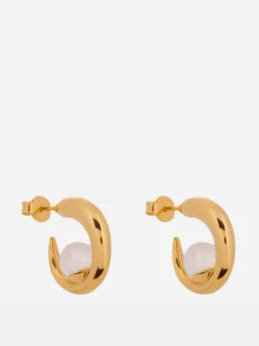 18kt gold-vermeil and rose quartz hoops