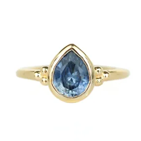 1.95ct Periwinkle Pear Sapphire Low Bezel Set Ring In 14k Yellow 