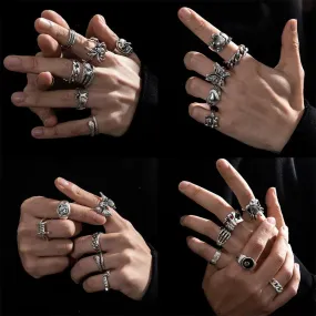 2023 Gothic Skeleton Unisex Ring Set Punk Grunge Butterfly Frog Woman Man Jewelry Hip Hop Party Street Ring Accessories New Gift