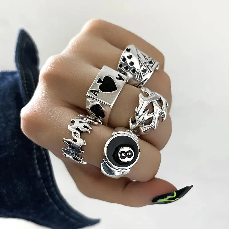 2023 Gothic Skeleton Unisex Ring Set Punk Grunge Butterfly Frog Woman Man Jewelry Hip Hop Party Street Ring Accessories New Gift