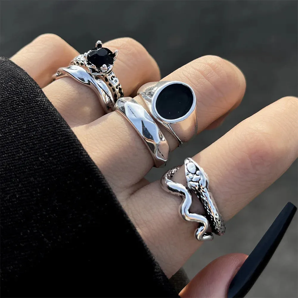 2023 Gothic Skeleton Unisex Ring Set Punk Grunge Butterfly Frog Woman Man Jewelry Hip Hop Party Street Ring Accessories New Gift