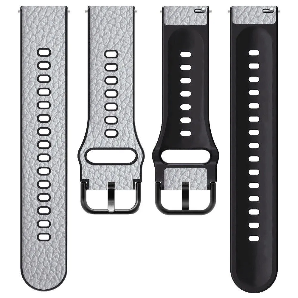 20mm Universal litchi texture leather  watch strap - White