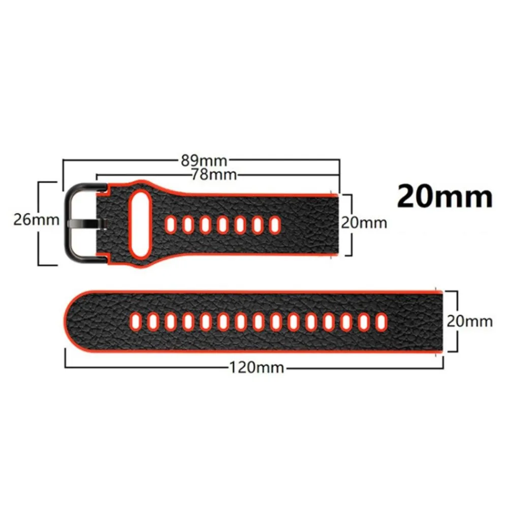 20mm Universal litchi texture leather  watch strap - White