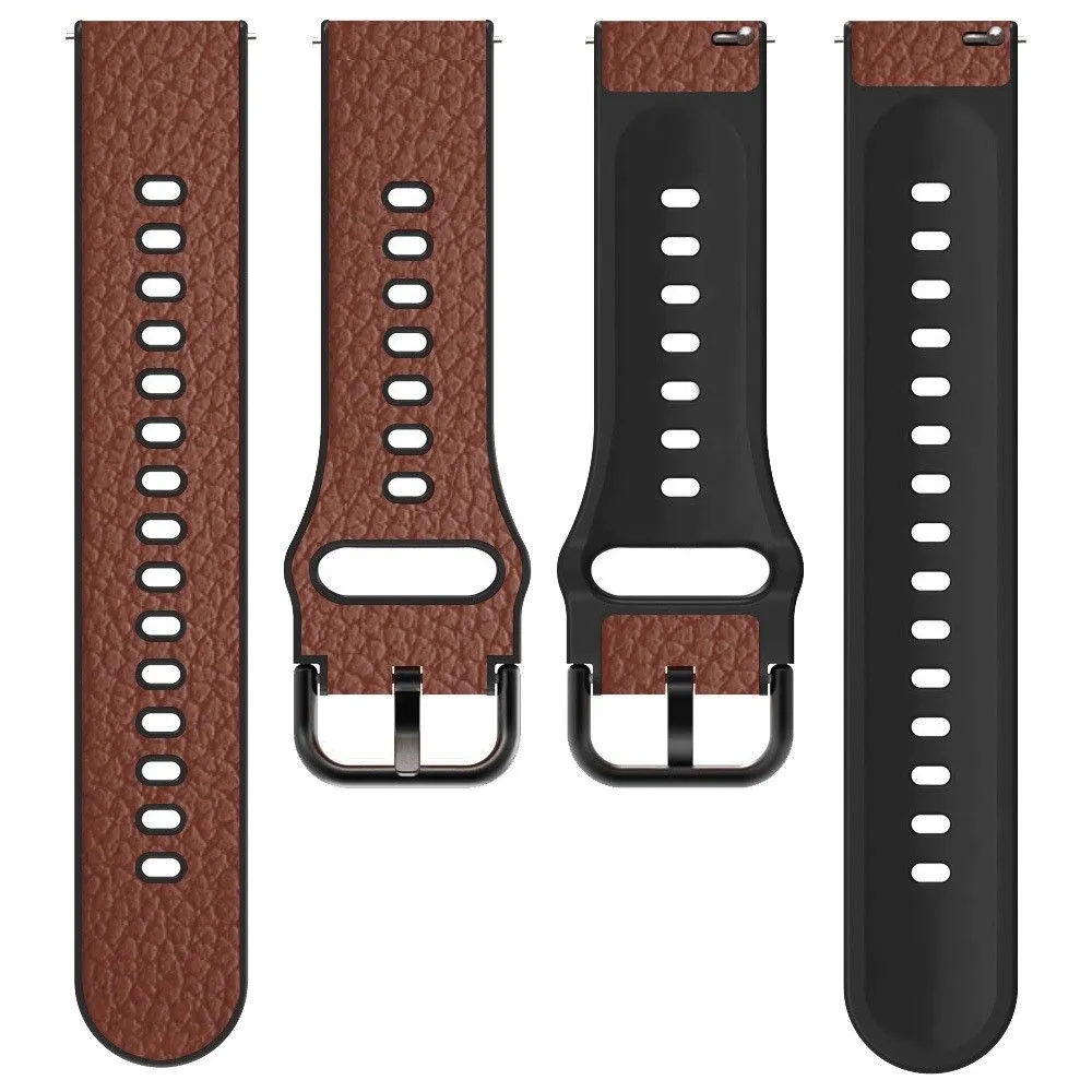 22mm Universal litchi texture leather  watch strap - Light Brown