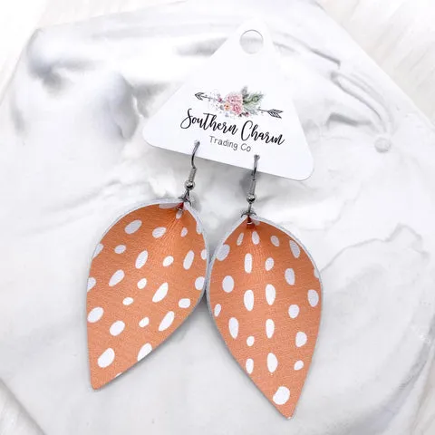 2.5" Spring Doodle Dot Petal Earrings - Coral