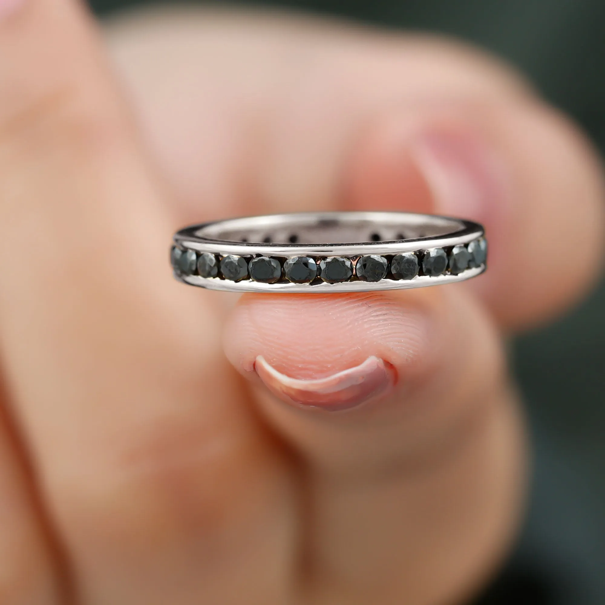 2.75 CT Channel Set Black Spinel Eternity Ring