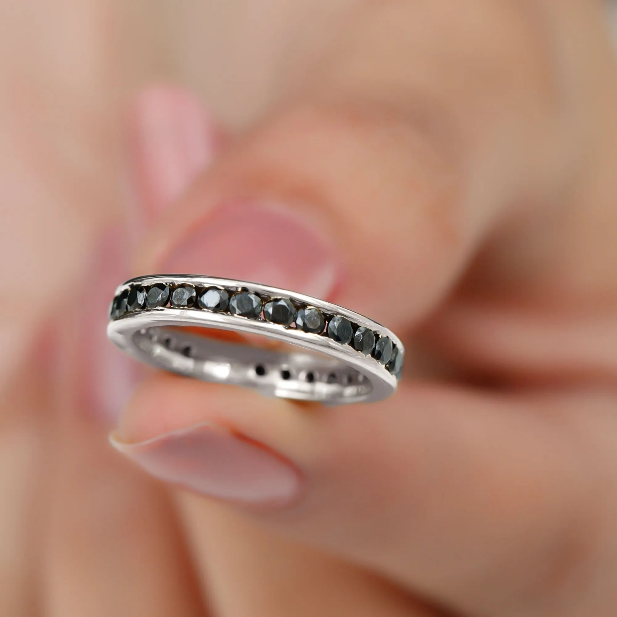 2.75 CT Channel Set Black Spinel Eternity Ring