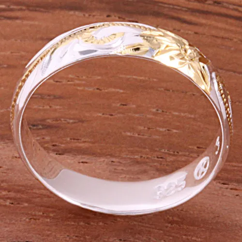 4mm Hawaiian Scroll Two Tone Yellow Gold Plated Smooth Edge Toe Ring