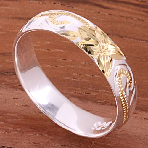 4mm Hawaiian Scroll Two Tone Yellow Gold Plated Smooth Edge Toe Ring