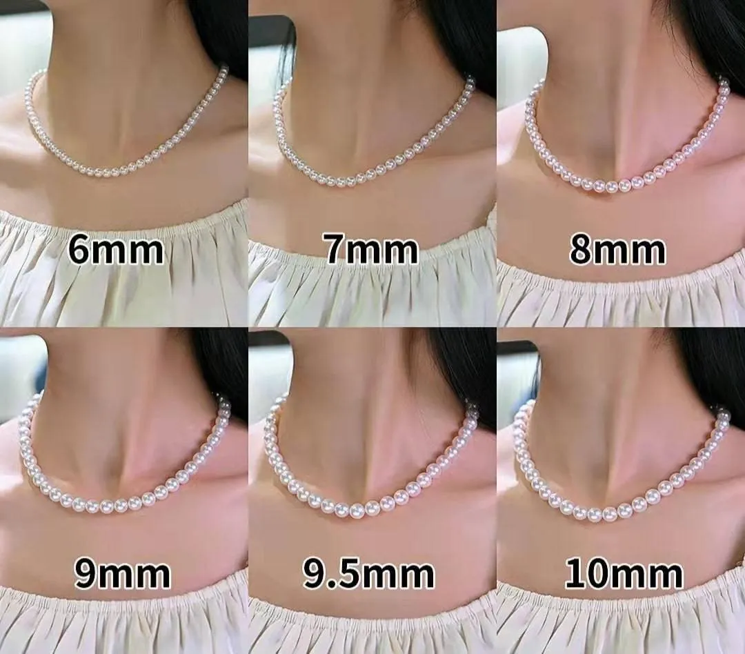 8-9mm Classic White Round Freshwater Pearl Necklace, Sterling Silver Clasp AAAA Grade