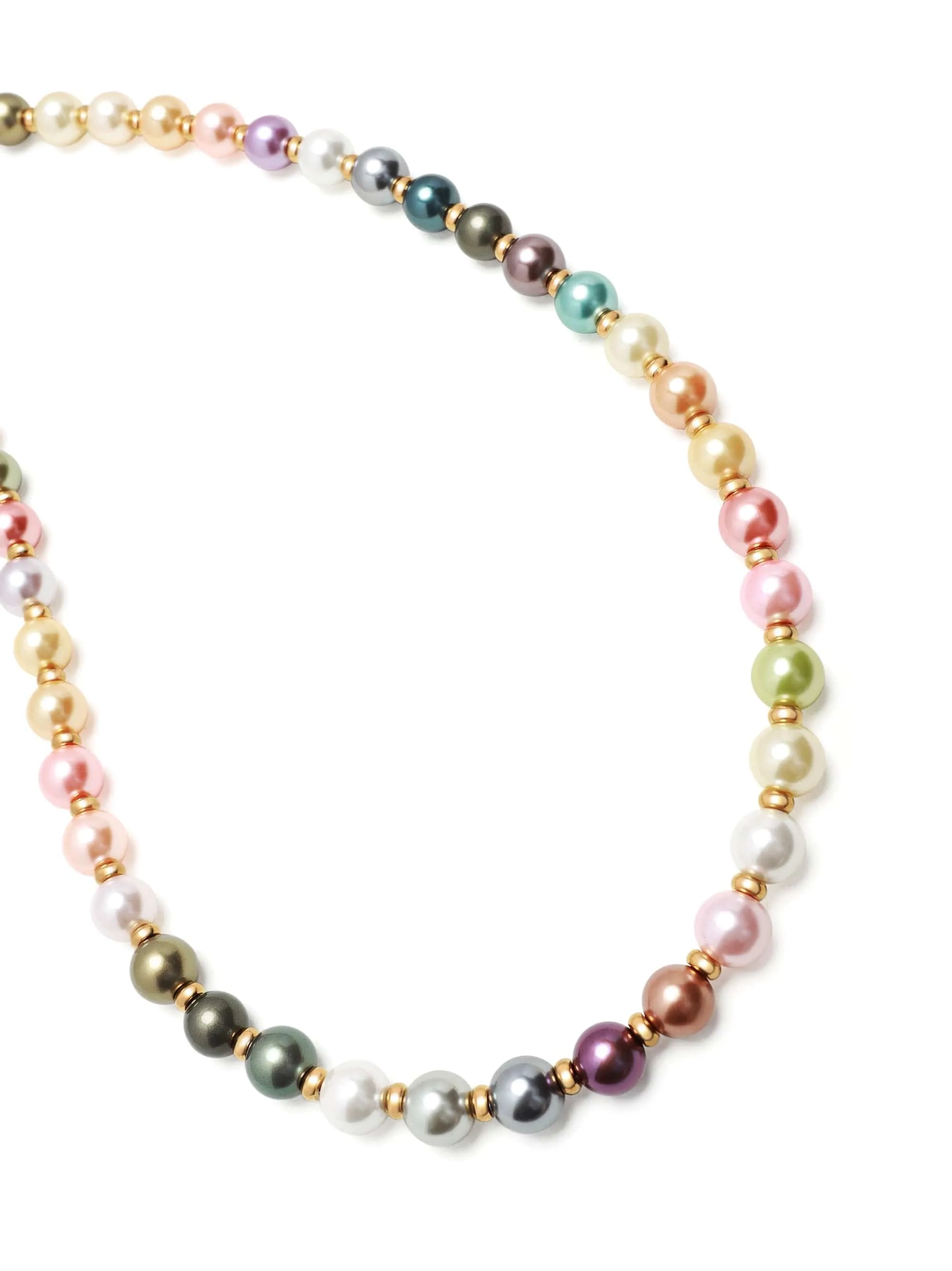 8mm Pastel Pearl Necklace with Gold