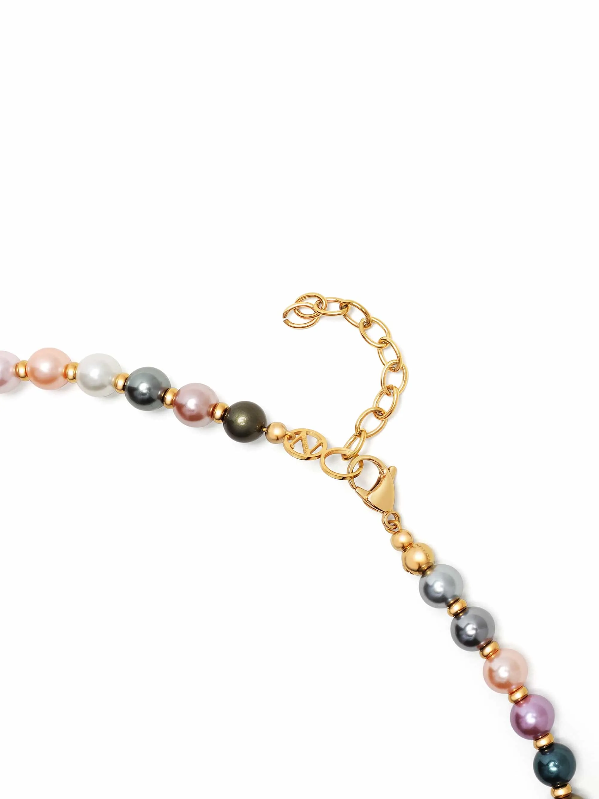 8mm Pastel Pearl Necklace with Gold