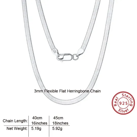 925 Sterling Silver Herringbone Necklace