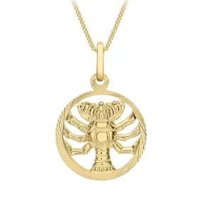 9ct Yellow Gold Cancer Zodiac Pendant