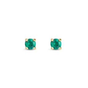 9ct Yellow Gold Emerald 3mm Claw-Set Stud Earrings 0.22ct