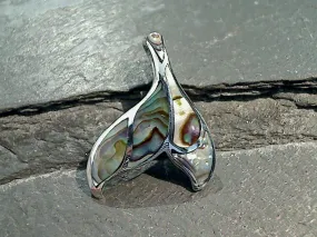 Abalone, Sterling Silver Whale Tail Pendant