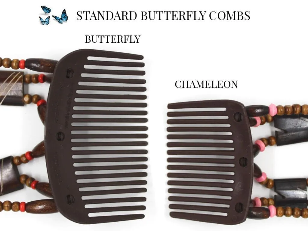 African Butterfly Chameleon Hair Comb - Beada Tube Brown 26