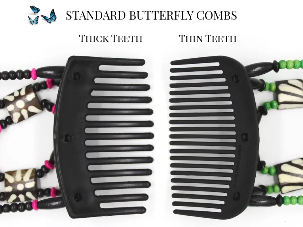 African Butterfly Hair Comb - Beada Black 102