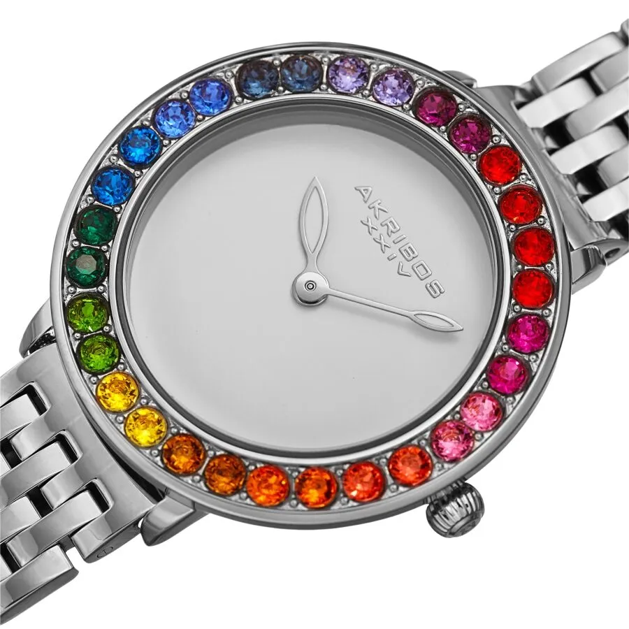 Akribos Xxiv Quartz White Dial Stainless Steel Ladies Watch AK1091SS