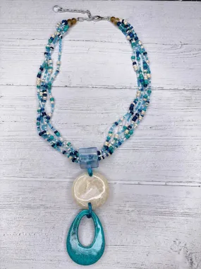 Alisha D Multi Strand Beaded Resin Pendant Necklace