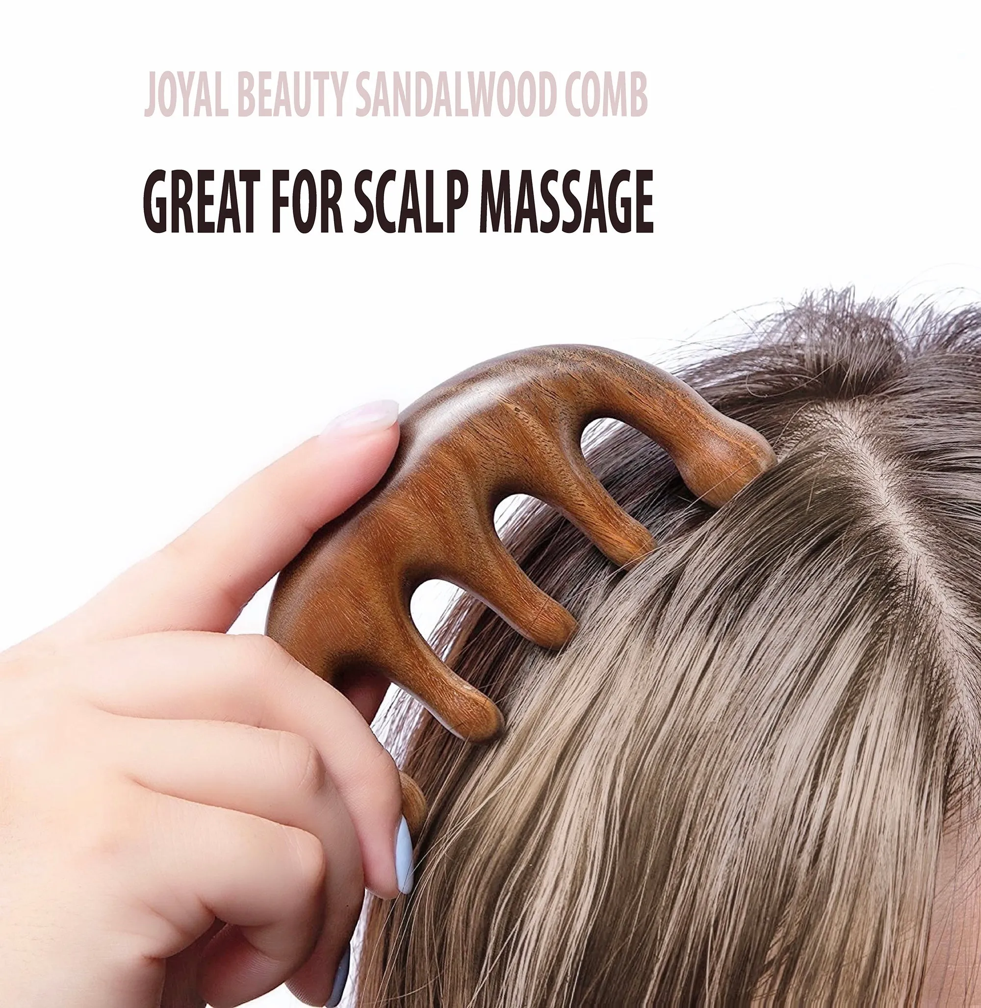 All Natural Sandalwood Massage Comb For Scalp, Head Scalp Neck Acupoint Massage Tool For Healthier Scalp, Hair, and Skin