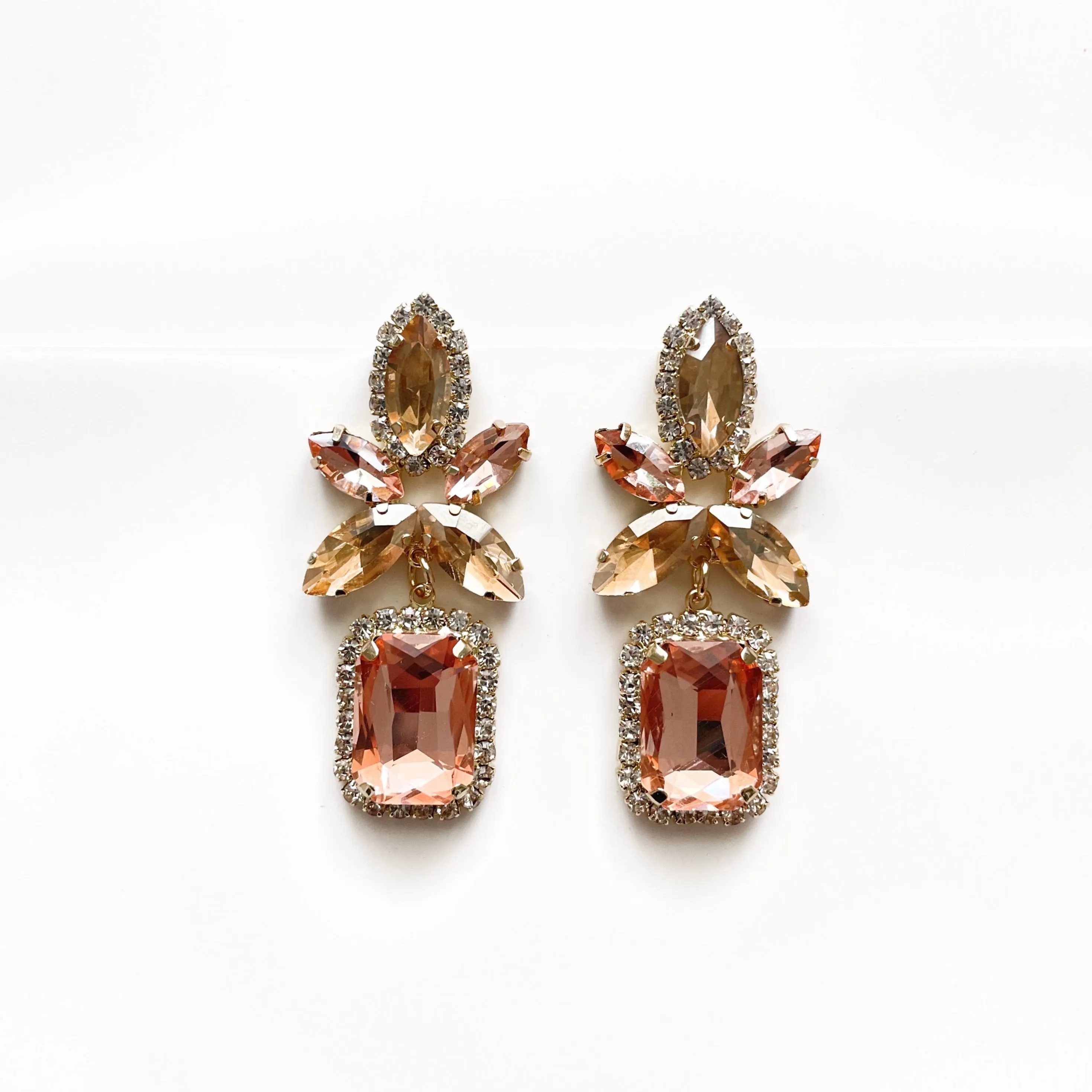 Analucia Peach Statment Jewel Earrings