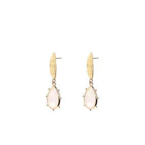 Angela D’Arcy Beaded Rose Quartz Teardrop Earrings, Gold