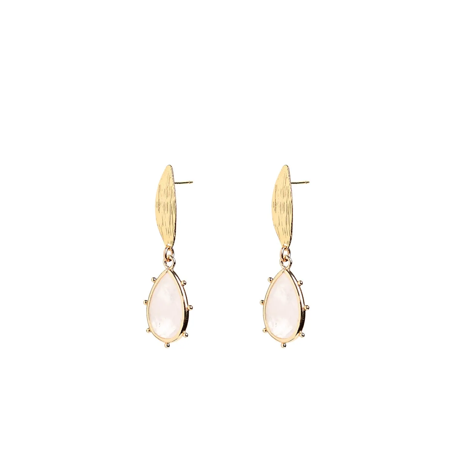 Angela D’Arcy Beaded Rose Quartz Teardrop Earrings, Gold