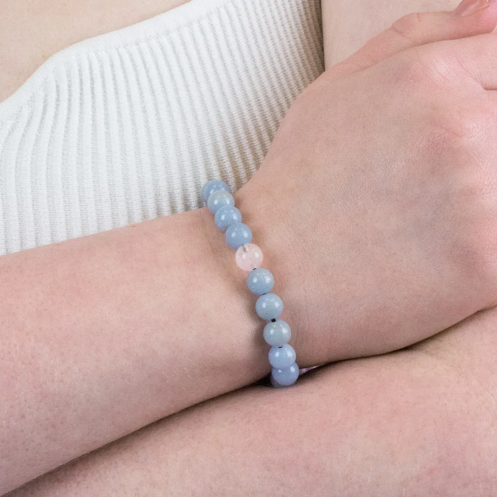 Angelite and Rose Quartz Bead Bracelet