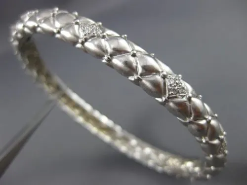 ANTIQUE .25CT DIAMOND 14KT WHITE GOLD 3D FILIGREE SNAKE BANGLE BRACELET #10852