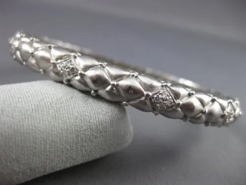 ANTIQUE .25CT DIAMOND 14KT WHITE GOLD 3D FILIGREE SNAKE BANGLE BRACELET #10852