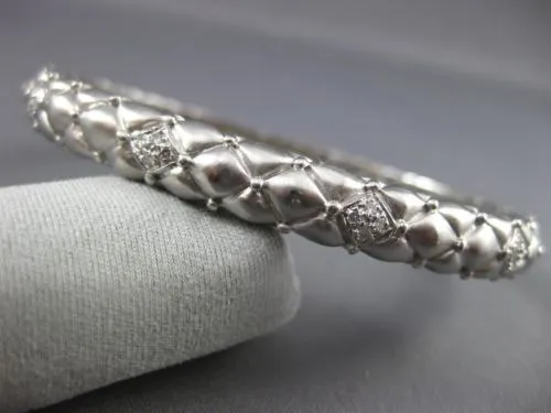 ANTIQUE .25CT DIAMOND 14KT WHITE GOLD 3D FILIGREE SNAKE BANGLE BRACELET #10852