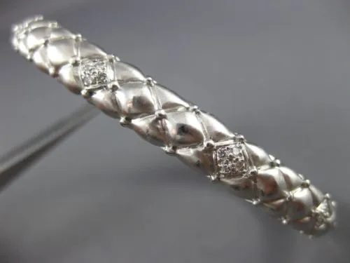 ANTIQUE .25CT DIAMOND 14KT WHITE GOLD 3D FILIGREE SNAKE BANGLE BRACELET #10852