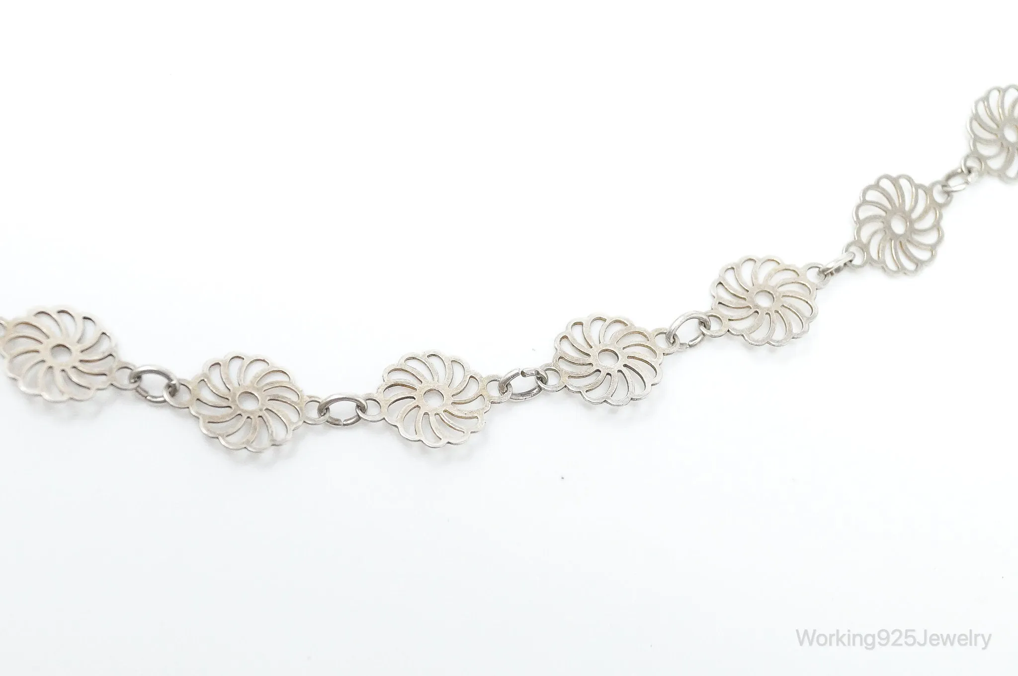 Antique Flowers Pattern Sterling Silver Necklace