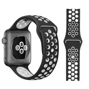 Apple Watch (38/40/SE/41/42mm) To-Farvet Silikone Rem - Sort / Hvid