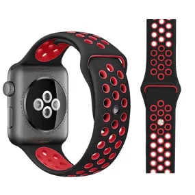 Apple Watch (38/40/SE/41/42mm) To-Farvet Silikone Rem - Sort / Rød