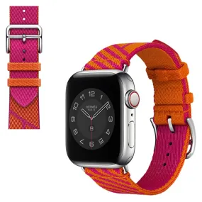 Apple Watch 40mm bi-color canvas design watch strap - Orange / Pink