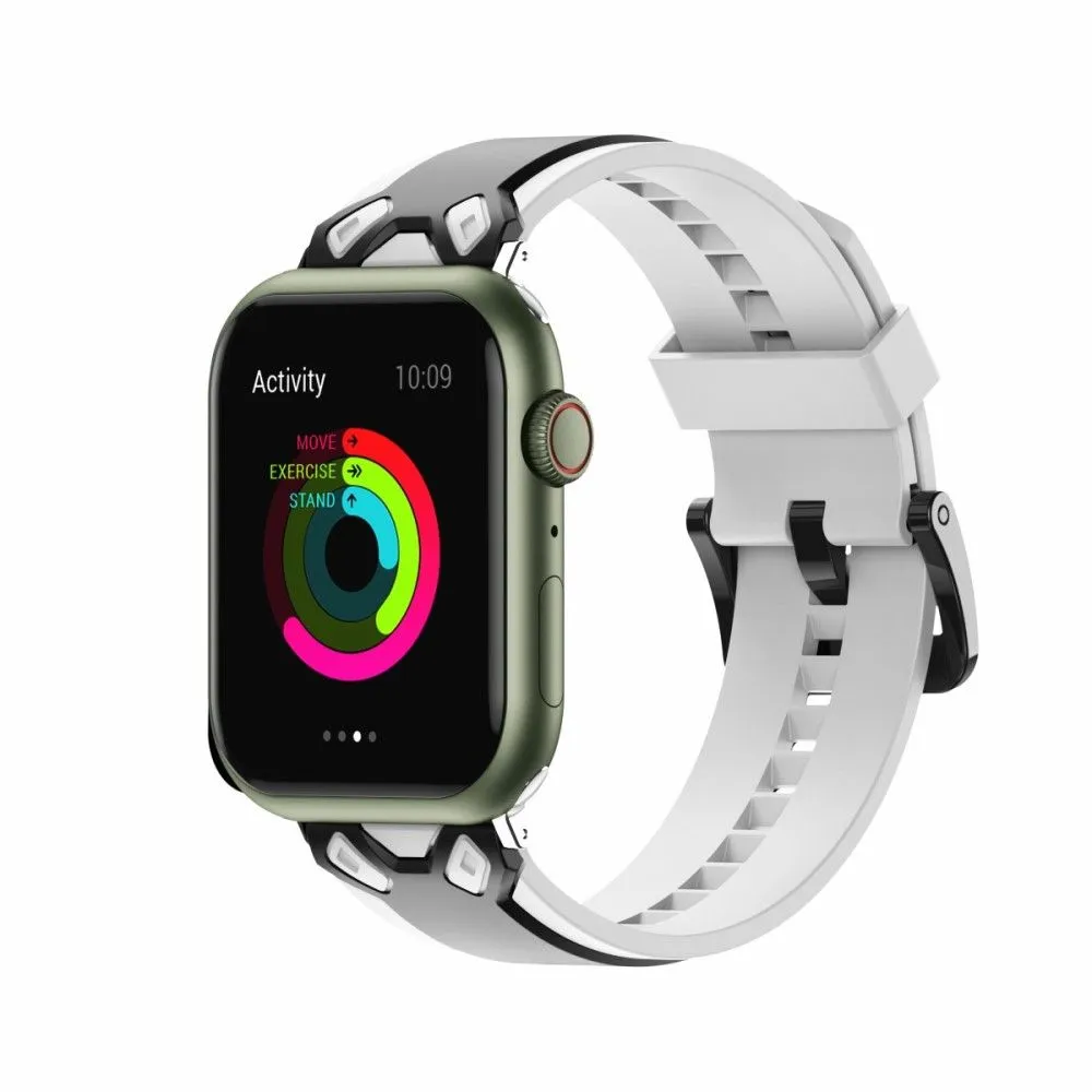 Apple Watch (41mm) color splice silicone watch strap - Black / White