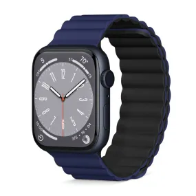 Apple Watch (42/44/SE/45/46/49mm) Epico Magnetisk Silikone Rem - Blå / Sort