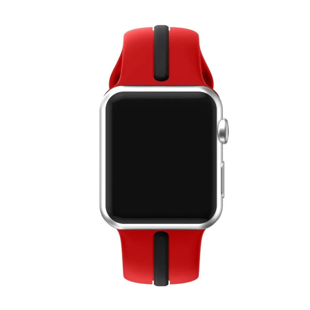 Apple Watch 42mm two-tone soft silicone watchband - Red   Black