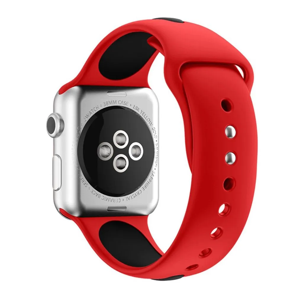 Apple Watch 42mm two-tone soft silicone watchband - Red   Black