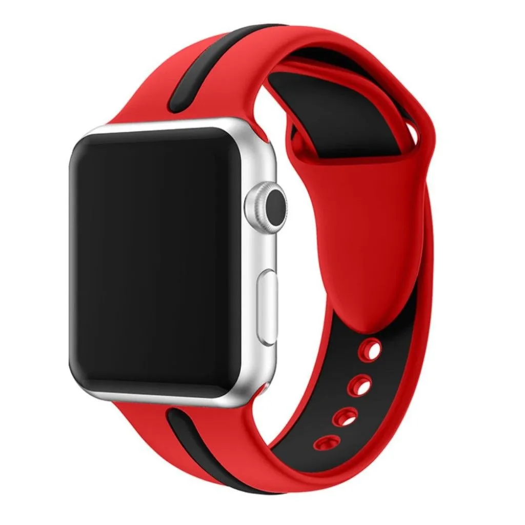 Apple Watch 42mm two-tone soft silicone watchband - Red   Black